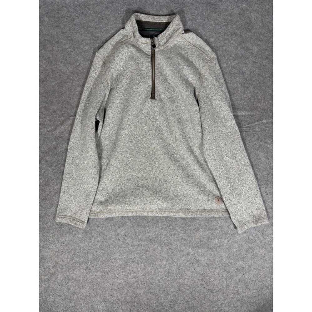 GH Bass & Co Mens XXL Quarter Zip Pullover Sweater Heather Gray Fleece Lined